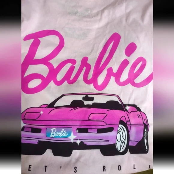Barbie Movie Fashionista Pink Iconic Logo Dream Car Pink T Shirt Large - Picture 1 of 5